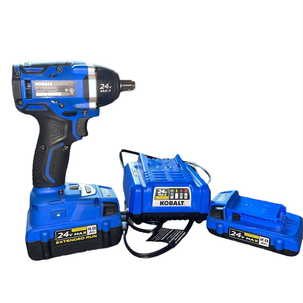kobalt 1/2 in brushless impact wrench with 2 battery’s and charger